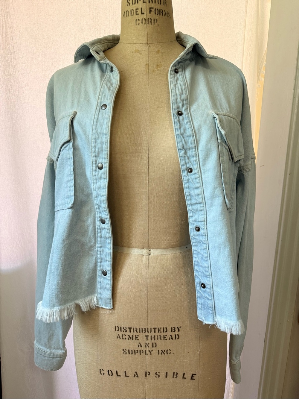 Hudson, Frayed Hi-Lo Hem Denim Shirt sz S